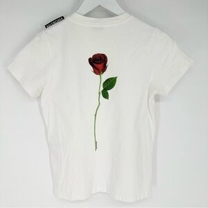 Balenciaga White Cotton Rose Printed T-Shirt S